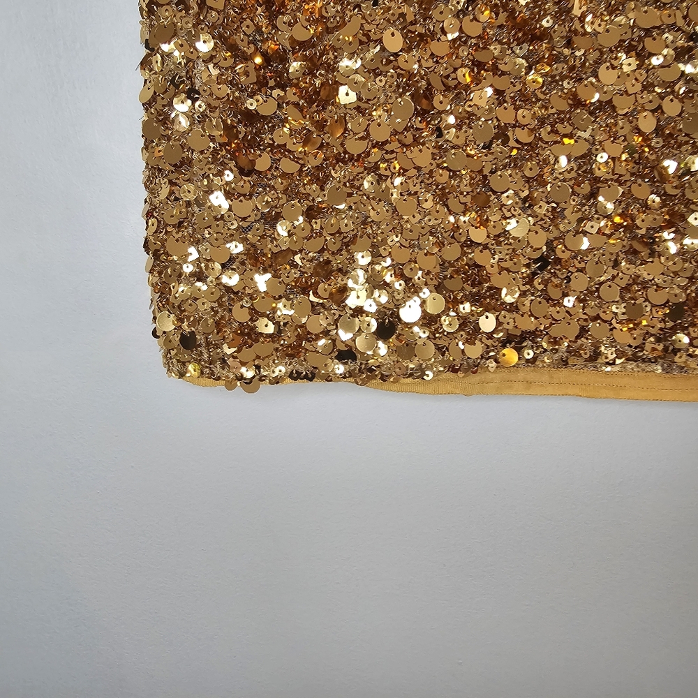 NWT ZARA Gold Sequin Mini Skirt Size S Glam Party Clubwear - Picture 6 of 8